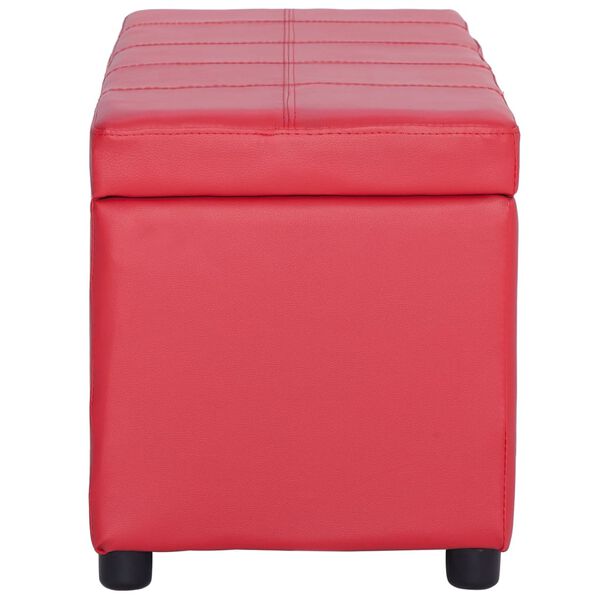 vidaXL Bench Red Faux Leather, Wood 45.7 inches long Bench Rectangular