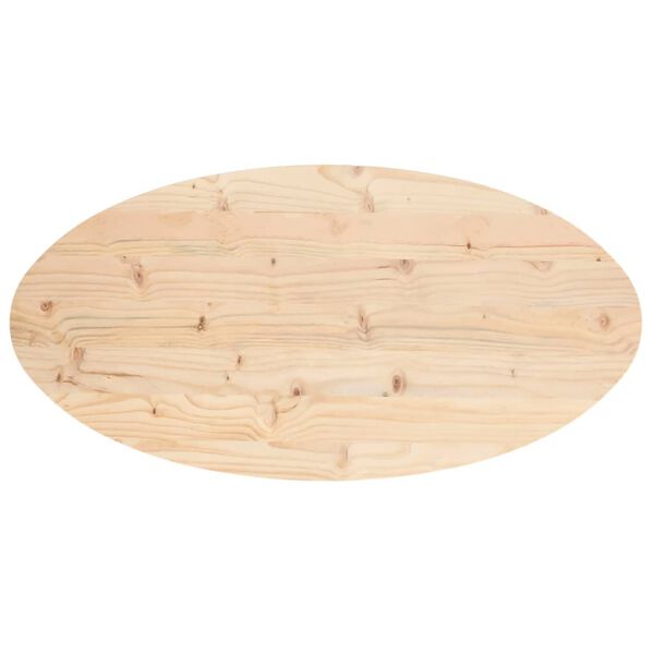 vidaXL Table Top Natural Pine Solid Pine Wood 35.4 x 17.7 in Oval
