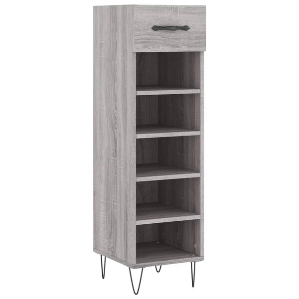 vidaXL Shoe Cabinet Grey Sonoma Engineered wood, iron, aluminum alloy