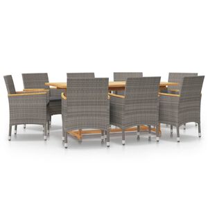 vidaXL Patio Dining Set Set of 8 Grey, Dark Grey