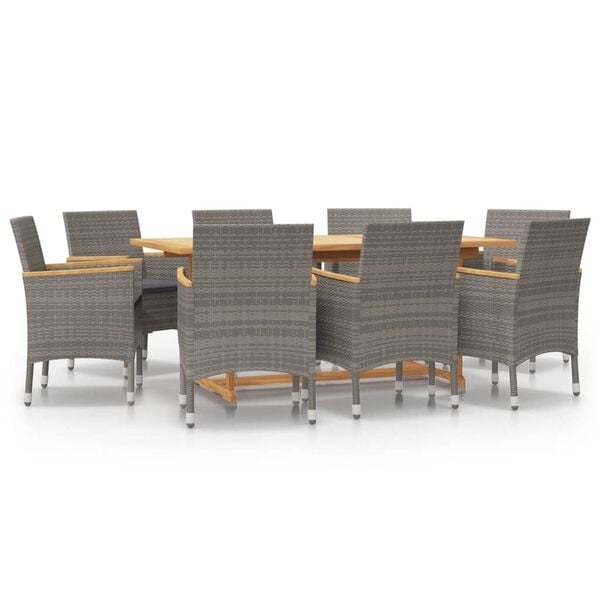 vidaXL Patio Dining Set Set of 8 Grey, Dark Grey