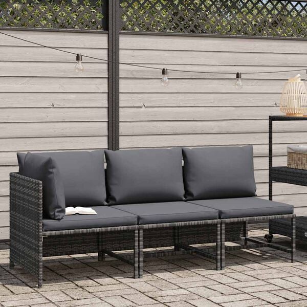 vidaXL Garden Lounge Set Gray PE rattan, steel Small Modular