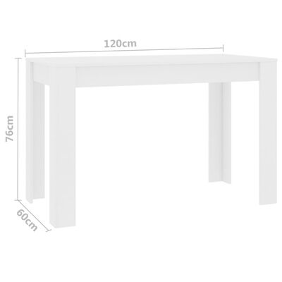 vidaXL Dining Table White 47.2"x23.6"x29.9" Chipboard