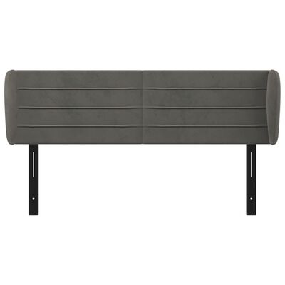 vidaXL Headboard with Ears Dark Gray 57.9"x9.1"x30.7"/34.6" Velvet