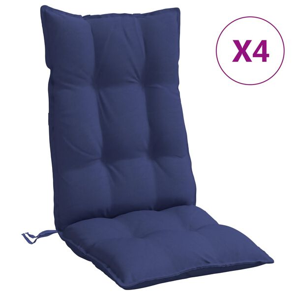 vidaXL Highback Chair Cushion Set of 4 Navy Blue