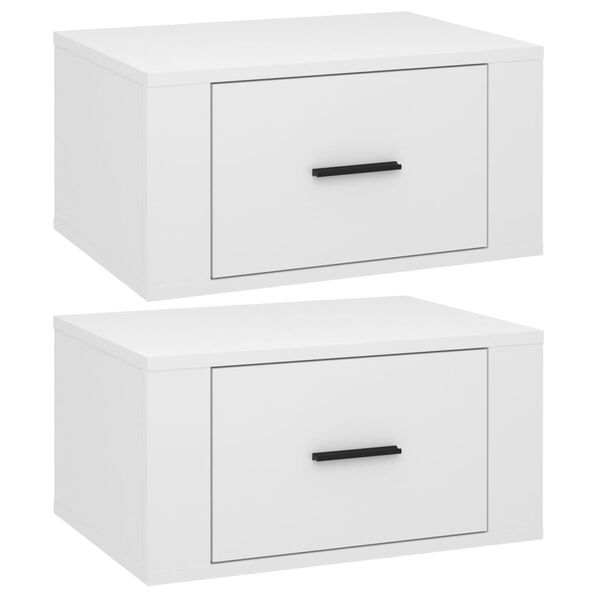 vidaXL Wall-mounted Bedside Cabinet Set of 2 High gloss white
