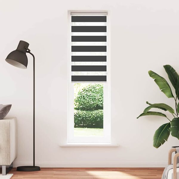 vidaXL Zebra Blind Black Polyester 21.7x78.7 in Adjustable Width