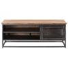 vidaXL Coffee Table Gray Solid Acacia wood, glass, powder-coated steel