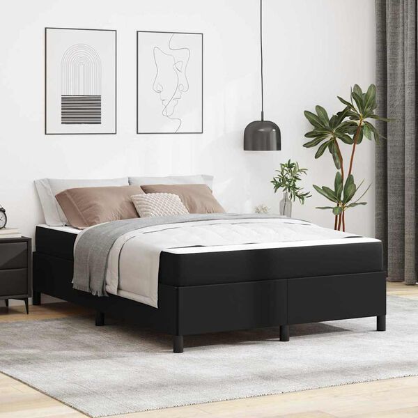 vidaXL Bed Frame with Mattress Black 62.99 x 78.74 in Fabric