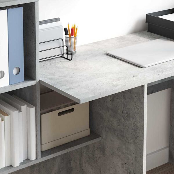 vidaXL Desk Concrete Grey 51.77 x 19.69 x 41.93 in Engineered Wood