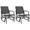 vidaXL Garden Glider Chair Set of 2 Black Textilene, Steel Medium