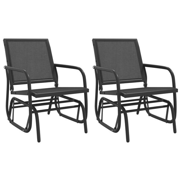 vidaXL Garden Glider Chair Set of 2 Black Textilene, Steel Medium