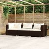 vidaXL 3-seater Sofa Brown with Cream cushions