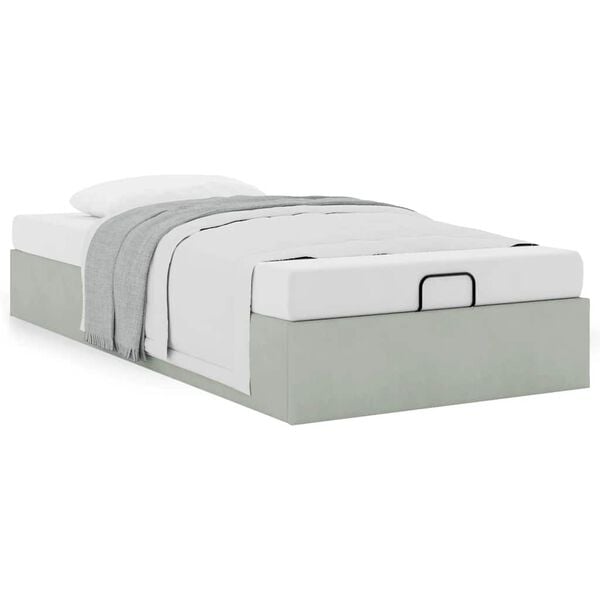vidaXL Ottoman Bed Frame Light grey Velvet, metal, plywood, engineered wood