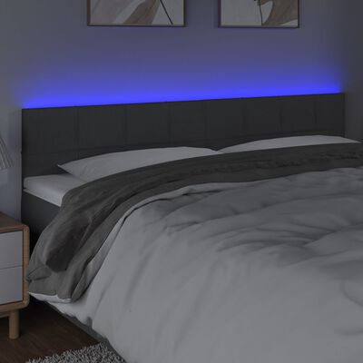 vidaXL LED Headboard Dark Gray 63"x2"x30.7"/34.6" Fabric