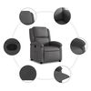 vidaXL Recliner Chair Grey Real leather, metal, plywood Single