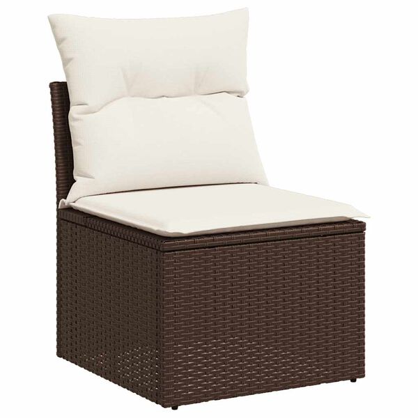 vidaXL Garden Sofa Set Brown PE rattan 5 Piece Adjustable Feet