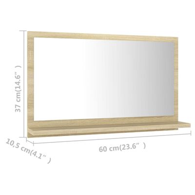 vidaXL Bathroom Mirror Sonoma Oak 23.6"x4.1"x14.6" Engineered Wood