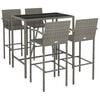 vidaXL Garden Bar Set Grey PE rattan, powder-coated steel, tempered glass