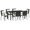 vidaXL Garden Dining Set with Cushion 7 pcs Black Poly Rattan