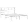 vidaXL Metal Bed Frame White Powder-Coated Steel Small Double