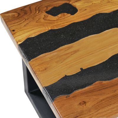 vidaXL Coffee Table 39.3"x19.6"x15.7" Solid Teak Wood and Lava Stone