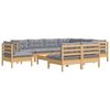 vidaXL Garden Lounge Set Grey Solid pine wood, fabric (100% polyester)