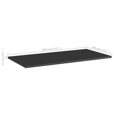 vidaXL Bookshelf Boards 8 pcs High Gloss Black 31.5"x15.7"x0.6" Engineered Wood