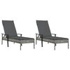 vidaXL Sun Lounger Grey PE rattan, powder-coated steel Extra Long