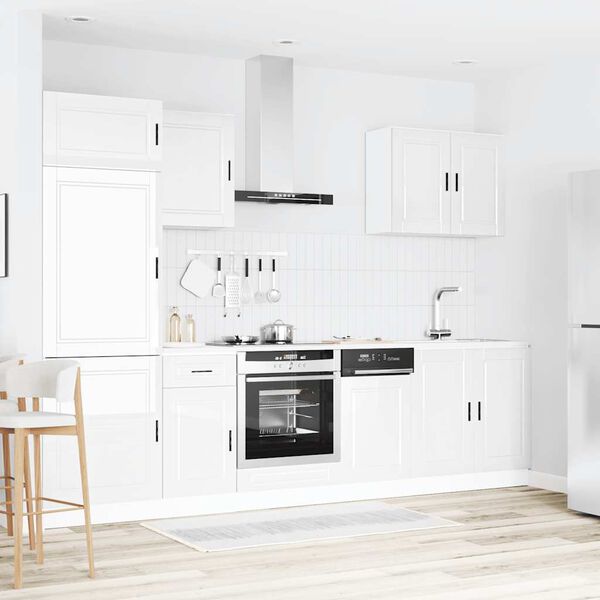 vidaXL Kitchen Cabinet Set High gloss white Engineered wood Standard