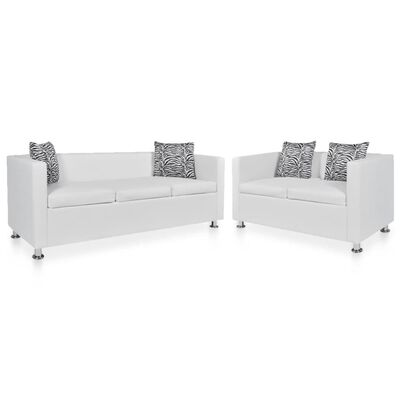 Vidaxl Sofa Set 2 Seater And 3, White Leather Sofa Furniture Choice