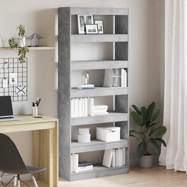 vidaXL Bookcase Concrete grey 80 x 30 x 198 cm Engineered wood