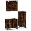 vidaXL Bathroom Furniture Set Smoked Oak Engineered wood, Metal, Glass