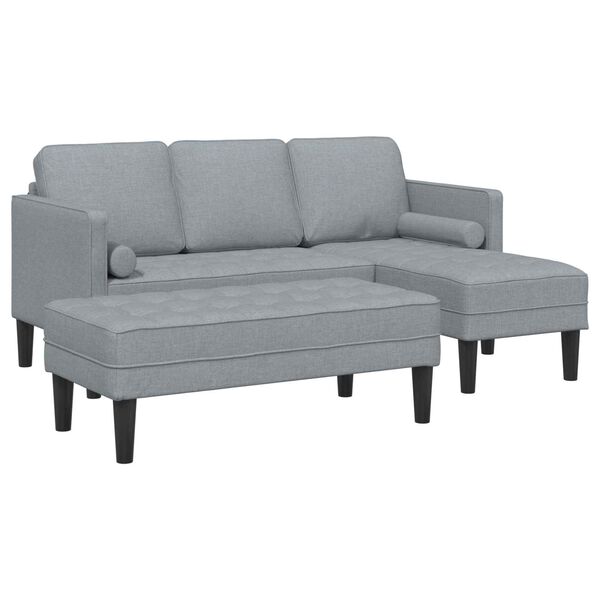 vidaXL Sofa Set with Cushion 2 pcs Light Grey Polyester