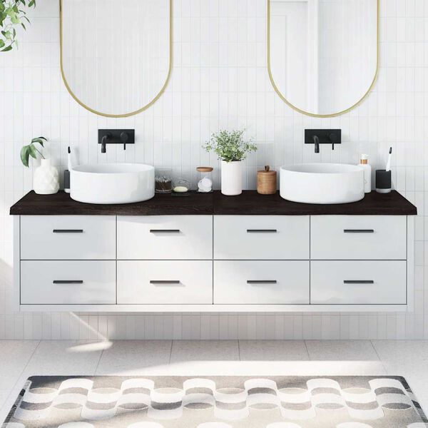 vidaXL Bathroom Countertop Dark Brown 78.7 x 19.7 x (0.8-1.6) " Treated Solid Wood