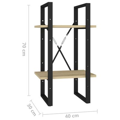 vidaXL 2-Tier Book Cabinet Sonoma Oak 15.7"x11.8"x27.6" Engineered Wood