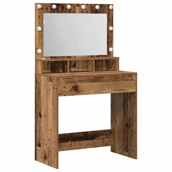 vidaXL Dressing Table with Shelf Old Wood 29.72 x 16.14 x 53.15 in