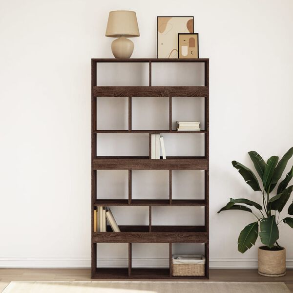 vidaXL Bookcase Brown oak Engineered wood 39.4 x 13.0 x 73.8 in Bookcase
