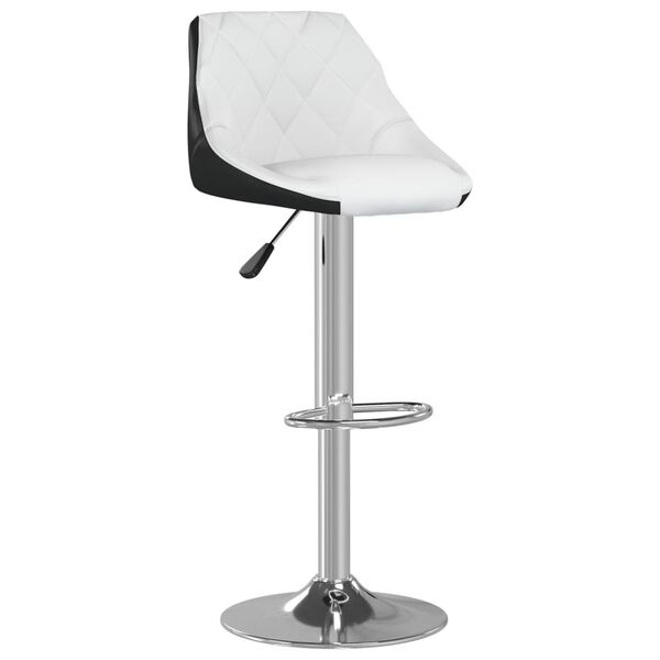 vidaXL Bar Stool Set of 2 White and black Faux leather, chromed steel