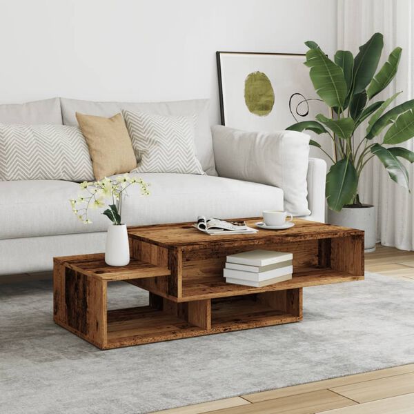 vidaXL Coffee Table Old wood Engineered wood Large Storage