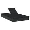 vidaXL Sunbed Black PE rattan Double Adjustable Armrests Sunbed