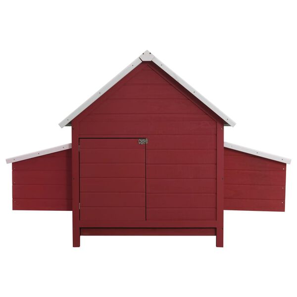 vidaXL Chicken Coop Red and white, Green roof
