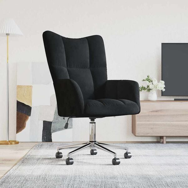 vidaXL Relaxing Chair Black Velvet, Steel Standard Relaxing Chair