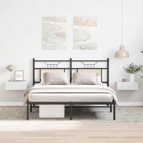 vidaXL Floating Nightstand Set of 2 White Engineered wood Compact