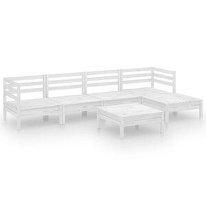 vidaXL Garden Lounge Set White Solid pine wood Medium Modular