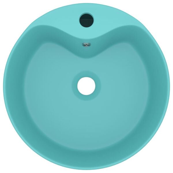 vidaXL Luxury Wash Basin with Overflow Matt Light Green 14.2x5.1" Ceramic