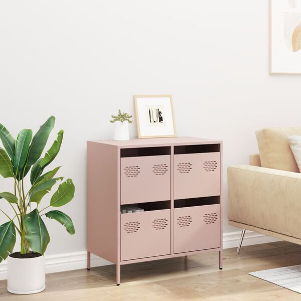 vidaXL Sideboard Pink Cold-rolled Steel Medium Sideboard Rectangular