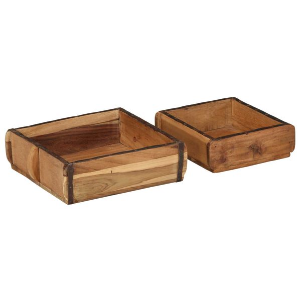 vidaXL Tray 2 pcs Brown 11.42 x 12.20 x 3.94 in Solid Reclaim Wood