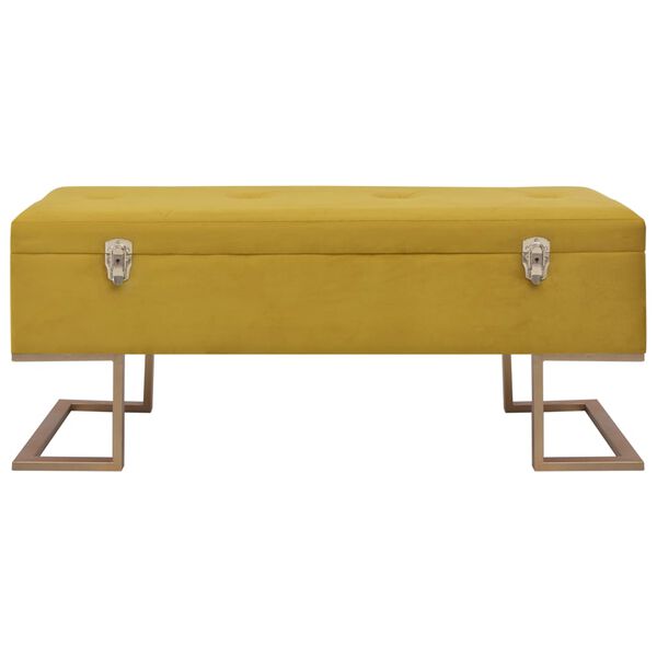 vidaXL Bench Mustard and gold Velvet upholstery and powder-coated iron legs