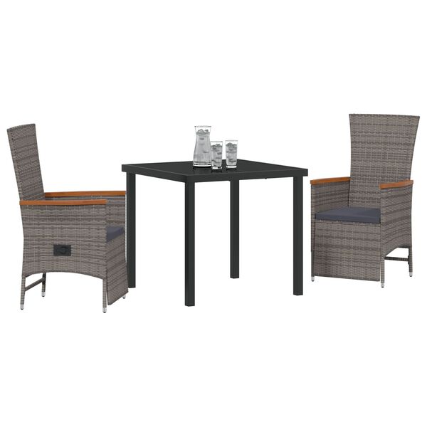 vidaXL Garden Dining Set with Cushion 5 pcs Gray Poly rattan